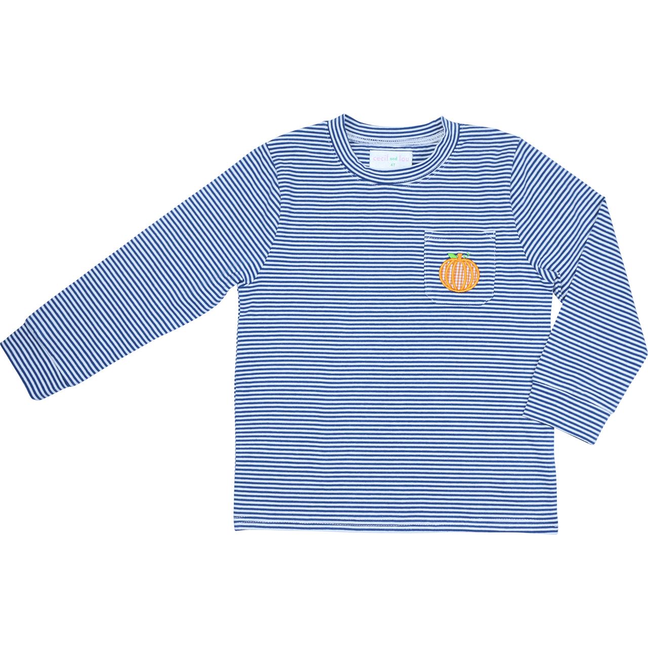 Navy Stripe Knit Applique Pumpkin Shirt