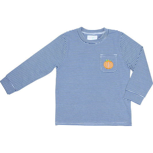 Navy Stripe Knit Applique Pumpkin Shirt
