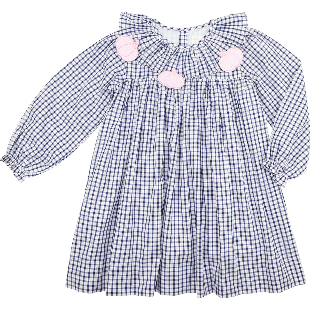 Navy Windowpane Applique Pumpkin Dress