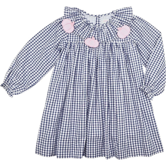 Navy Windowpane Applique Pumpkin Dress3