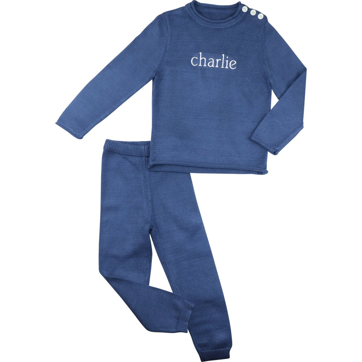 Navy Woven Sweater Set