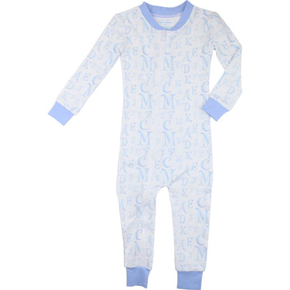 Blue Alphabet Knit Zipper Pajamas