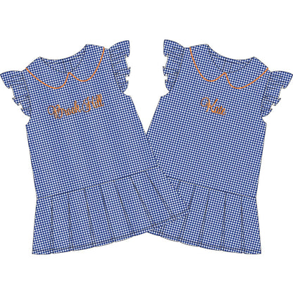 Blue Knit Gingham Tennis Dress