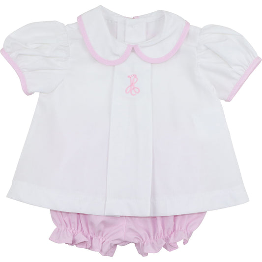 White And Pink Gingham Diaper Set