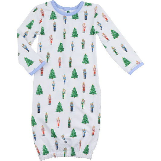 Nutcracker And Christmas Tree Print Knit Baby Gown