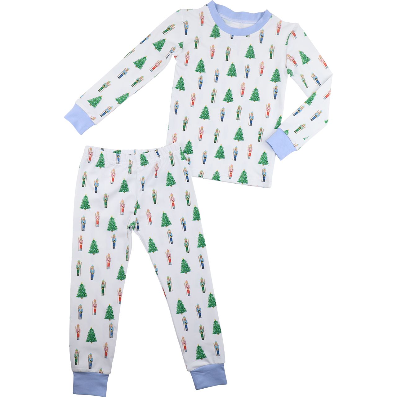 Nutcracker And Christmas Tree Print Knit Pajamas