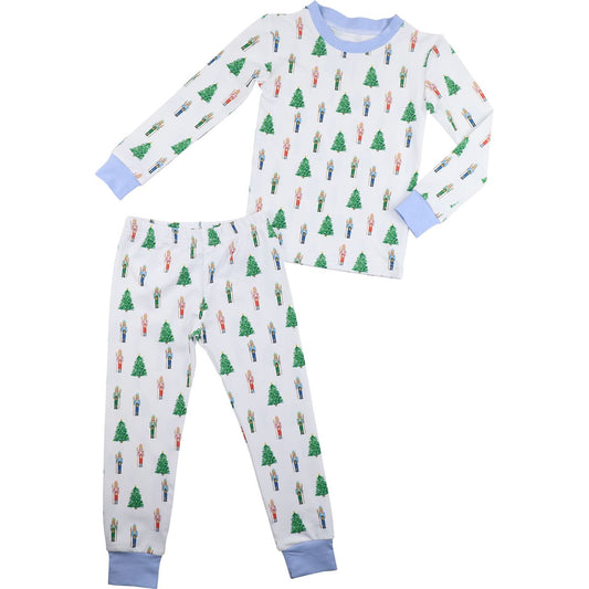 Nutcracker And Christmas Tree Print Knit Pajamas