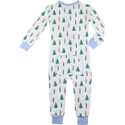 Nutcracker And Christmas Tree Print Knit Zipper Pajamas