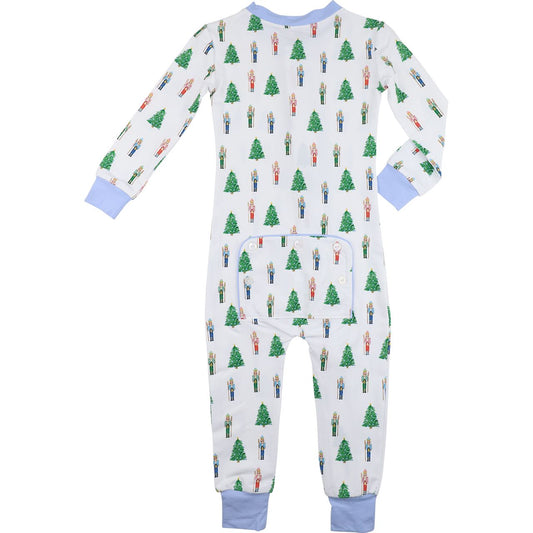 Nutcracker And Christmas Tree Print Knit Zipper Pajamas