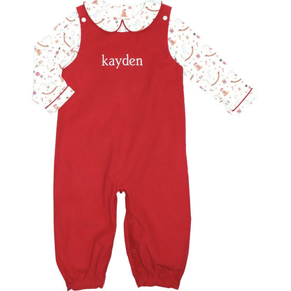Nutcracker And Rocking Horse Corduroy Long Romper Set