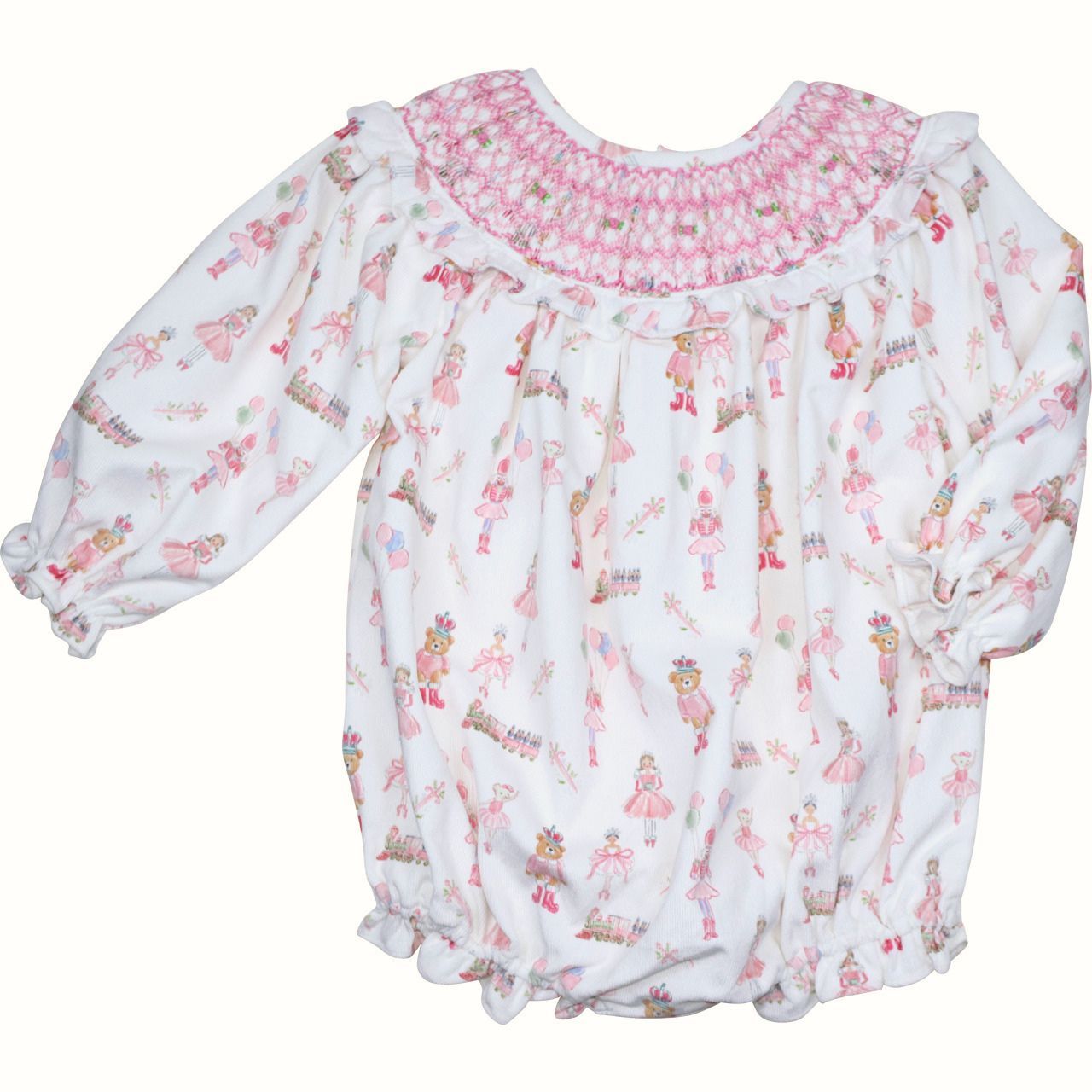 Nutcracker Ballet Smocked Corduroy Bubble