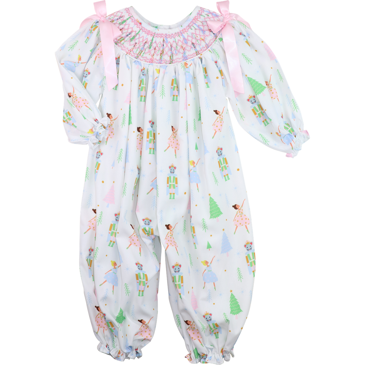 Nutcracker Ballet Smocked Long Bubble