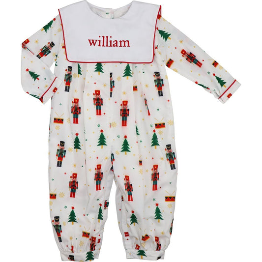 Nutcracker Square Collar Long Romper