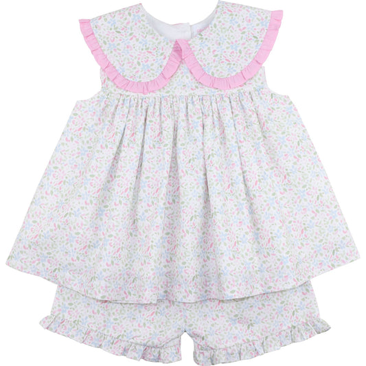 Pink And Green Floral Short Set