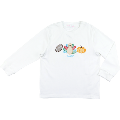 White Knit Turkey And Football Shirt