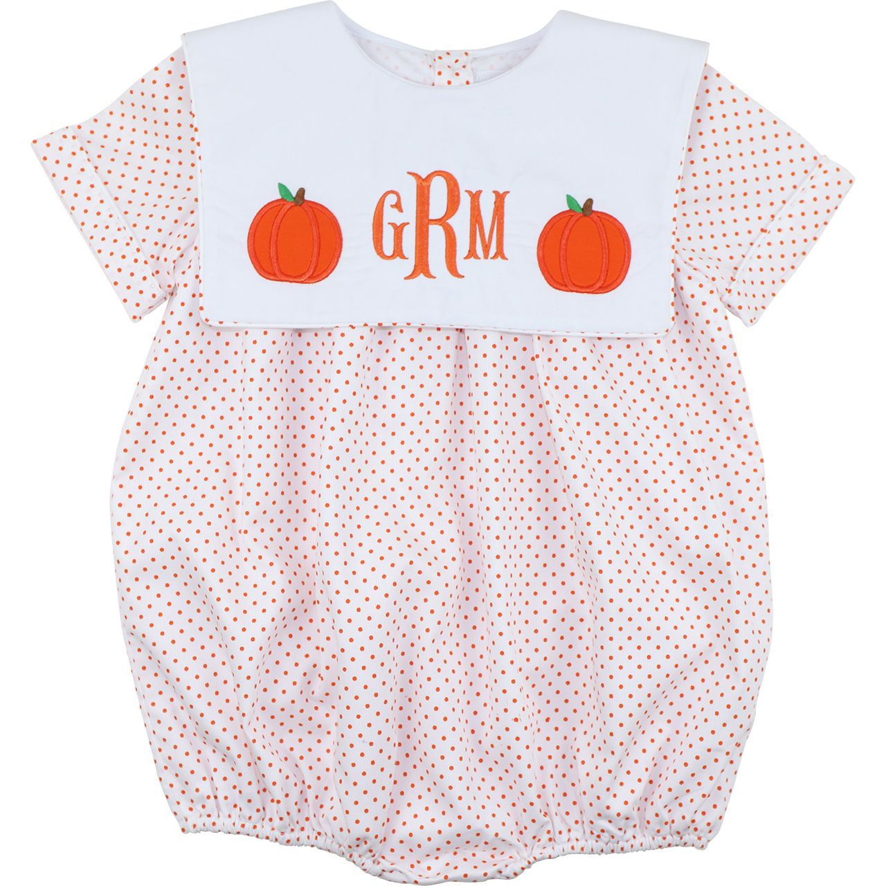 Orange Dot Pique Applique Pumpkin Bubble