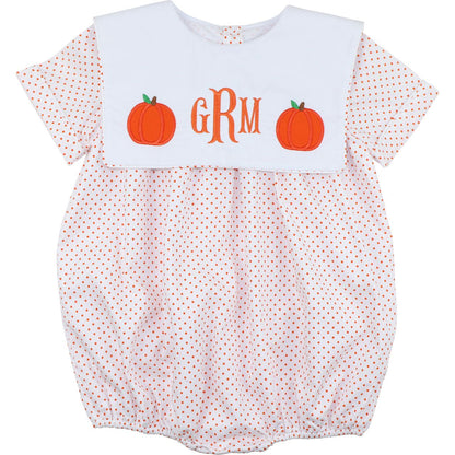 Orange Dot Pique Applique Pumpkin Bubble