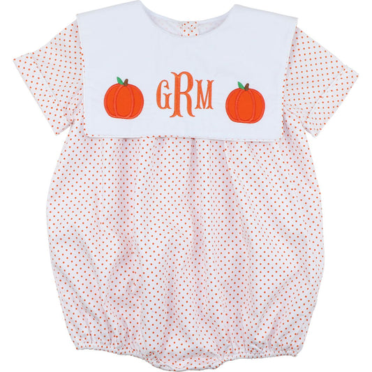 Orange Dot Pique Applique Pumpkin Bubble