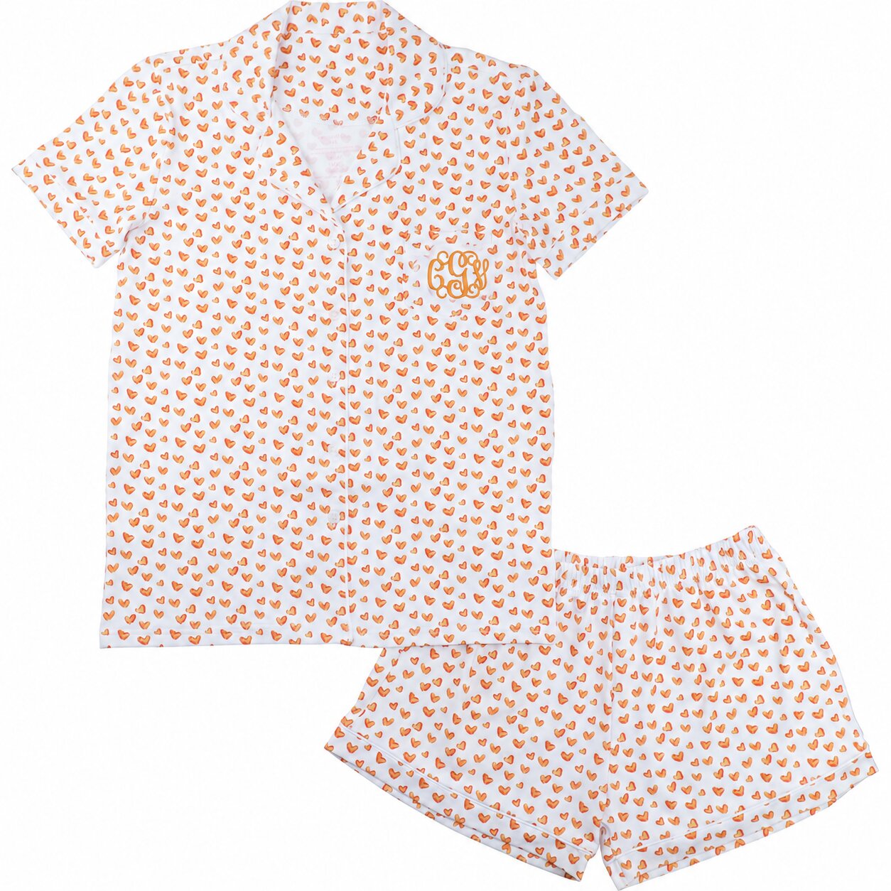 Orange Heart Knit Pajamas1