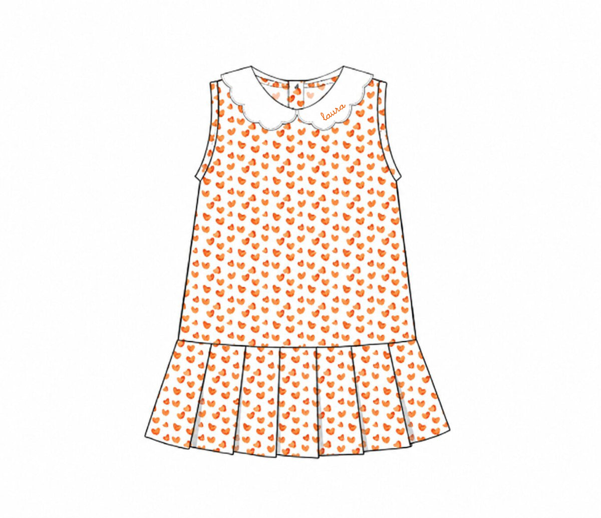 Orange Heart Print Knit Tennis Dress3