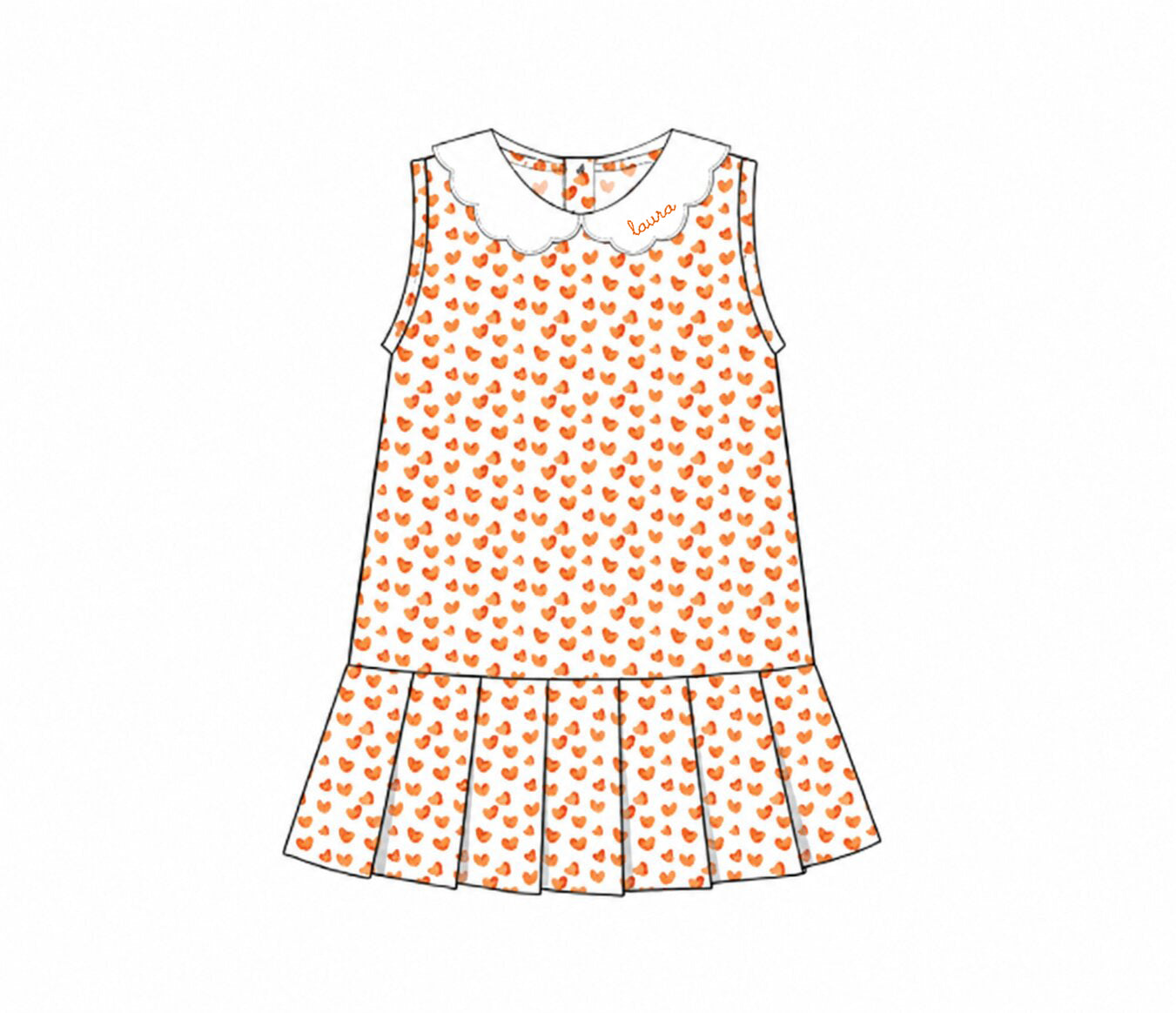 Orange Heart Print Knit Tennis Dress3
