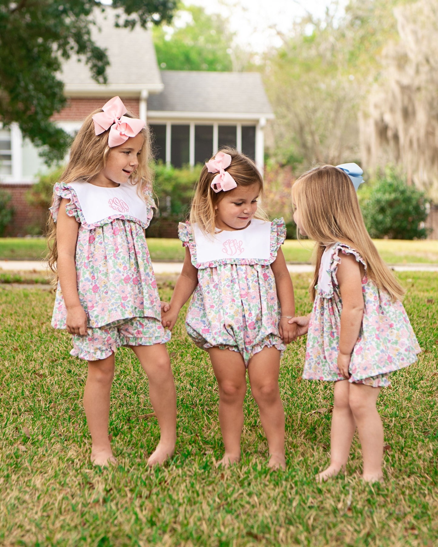 Pink Floral Seersucker Short Set