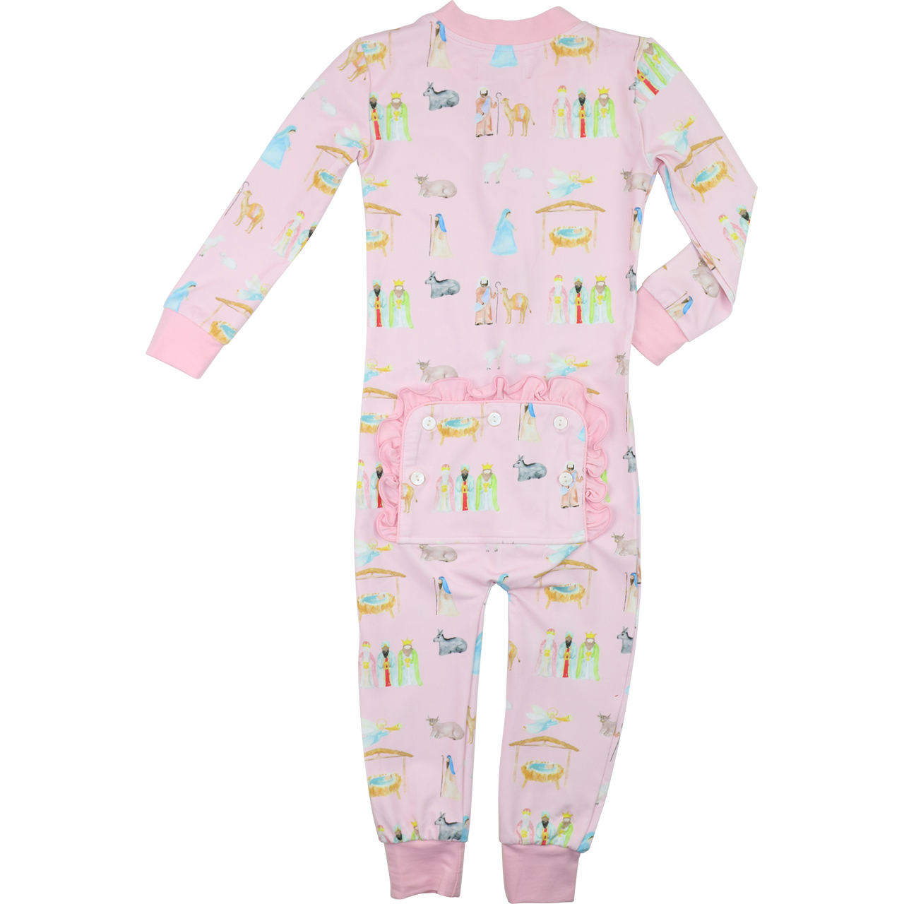 Pink Knit Nativity Scene Zipper Pajamas