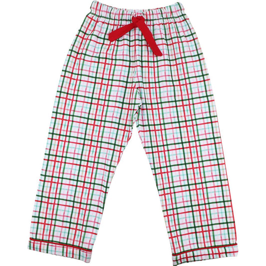 Men's Red And Green Plaid Windowpane Pajama Pants