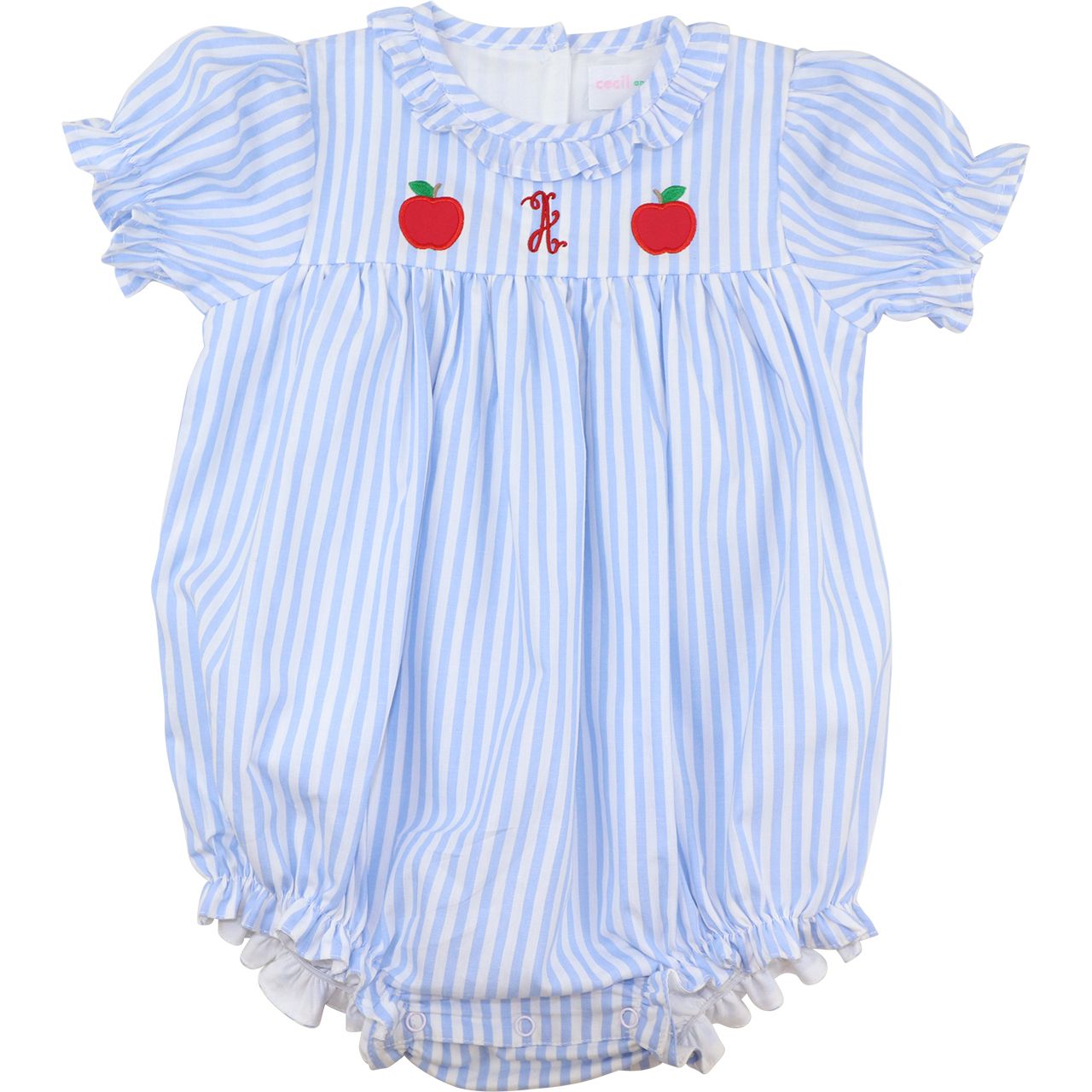 Blue Striped Apple Ruffle Bubble