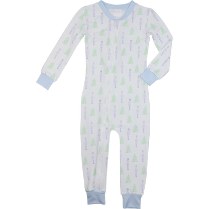 Green And Blue Knit Nutcracker And Christmas Tree Zipper Pajamas