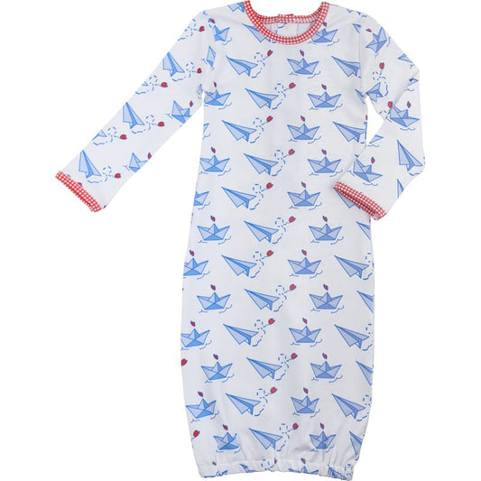 Paper Airplane Valentine Knit Baby Gown