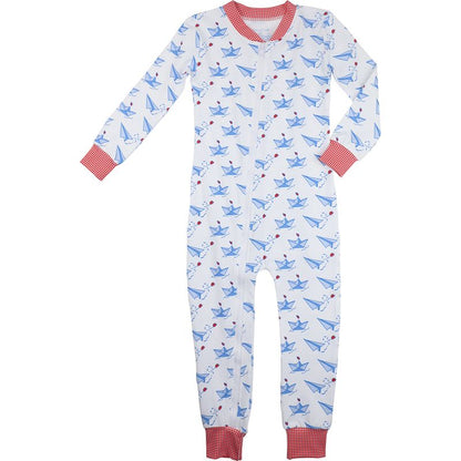 Paper Airplane Valentine Knit Zipper Pajamas