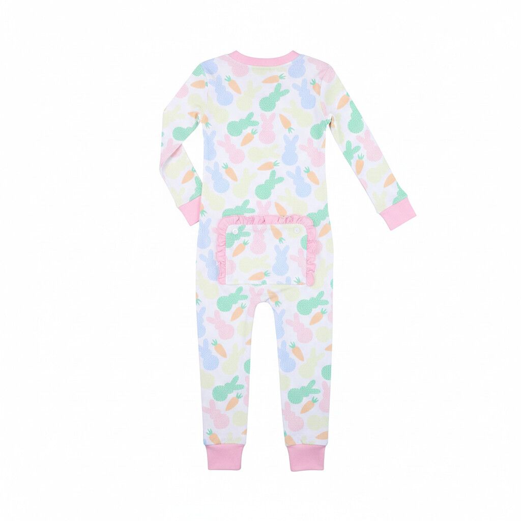 Pastel Bunny Bamboo Knit Zipper Pajamas