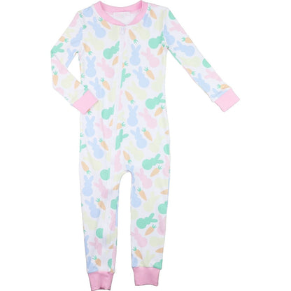 Pastel Bunny Bamboo Knit Zipper Pajamas