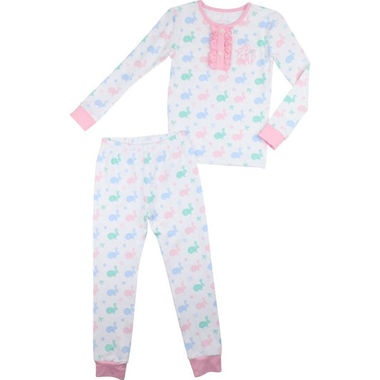 Pastel Bunny Print Knit Pajamas