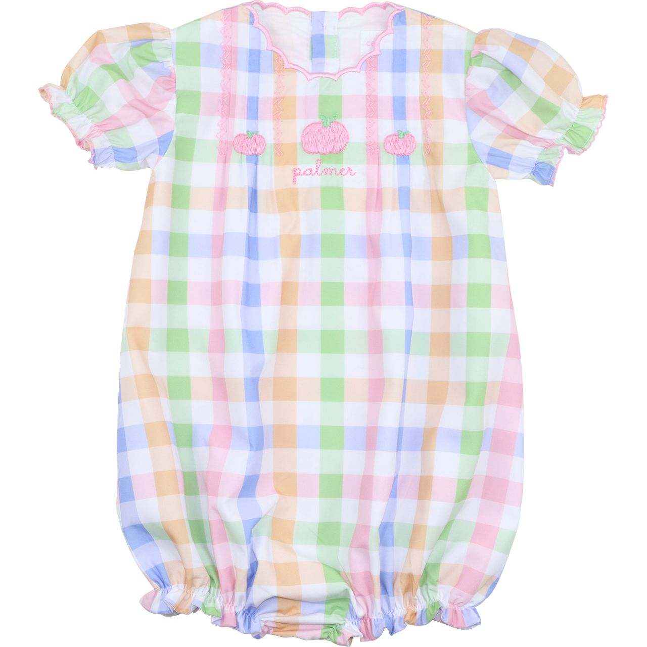 Pastel Check Embroidered Pumpkin Bubble