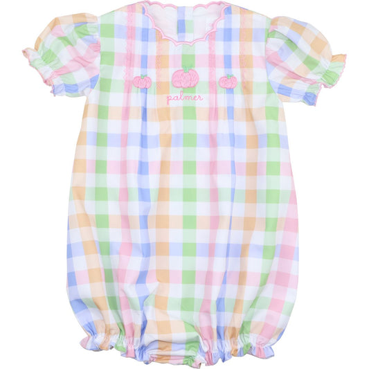 Pastel Check Embroidered Pumpkin Bubble