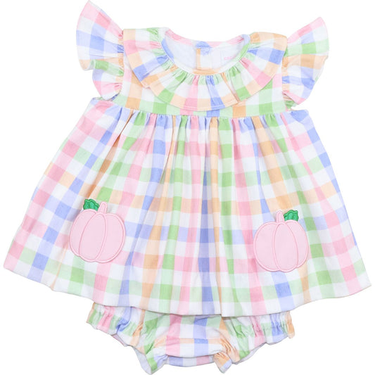 Pastel Check Pumpkin Pocket Diaper Set