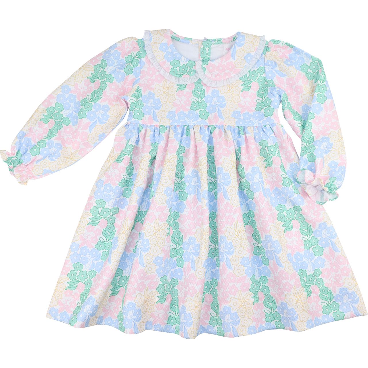 Pastel Floral Honeycomb Print Dress