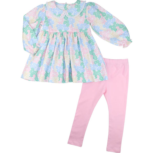 Pastel Floral Honeycomb Print Legging Set