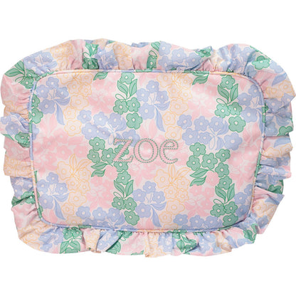 Pastel Floral Ruffle Zipper Pouch