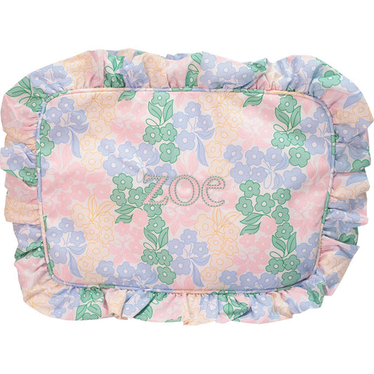 Pastel Floral Ruffle Zipper Pouch