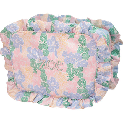 Pastel Floral Ruffle Zipper Pouch