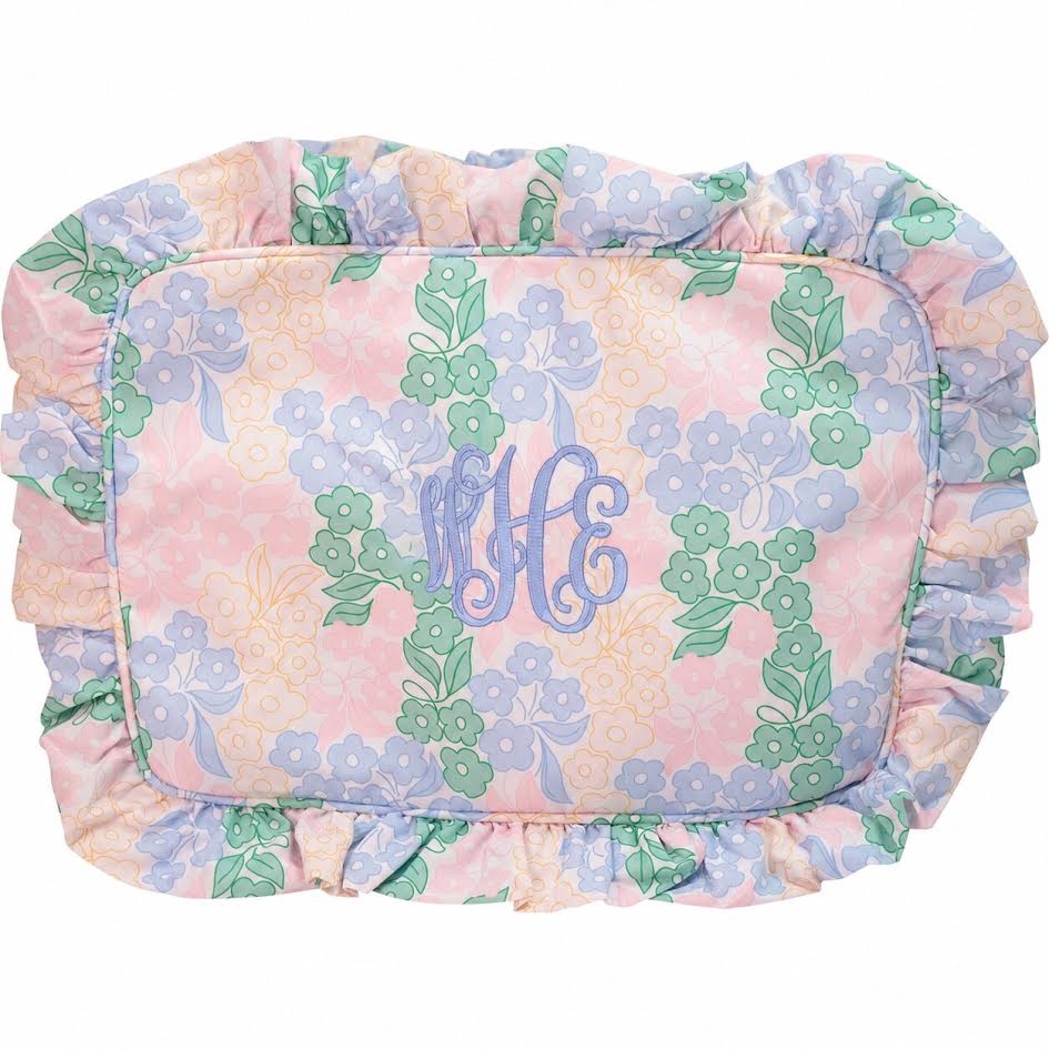 Pastel Floral Ruffle Zipper Pouch