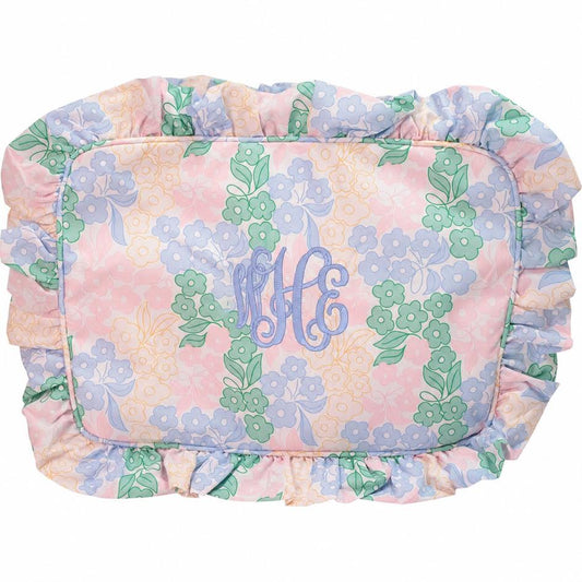 Pastel Floral Ruffle Zipper Pouch