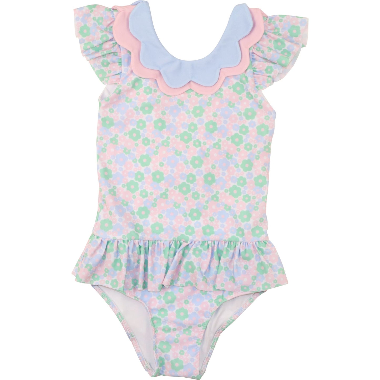 Pastel Floral Scalloped Swimsuit