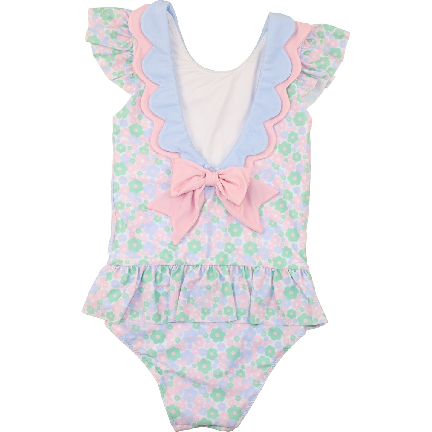 Pastel Floral Scalloped Swimsuit