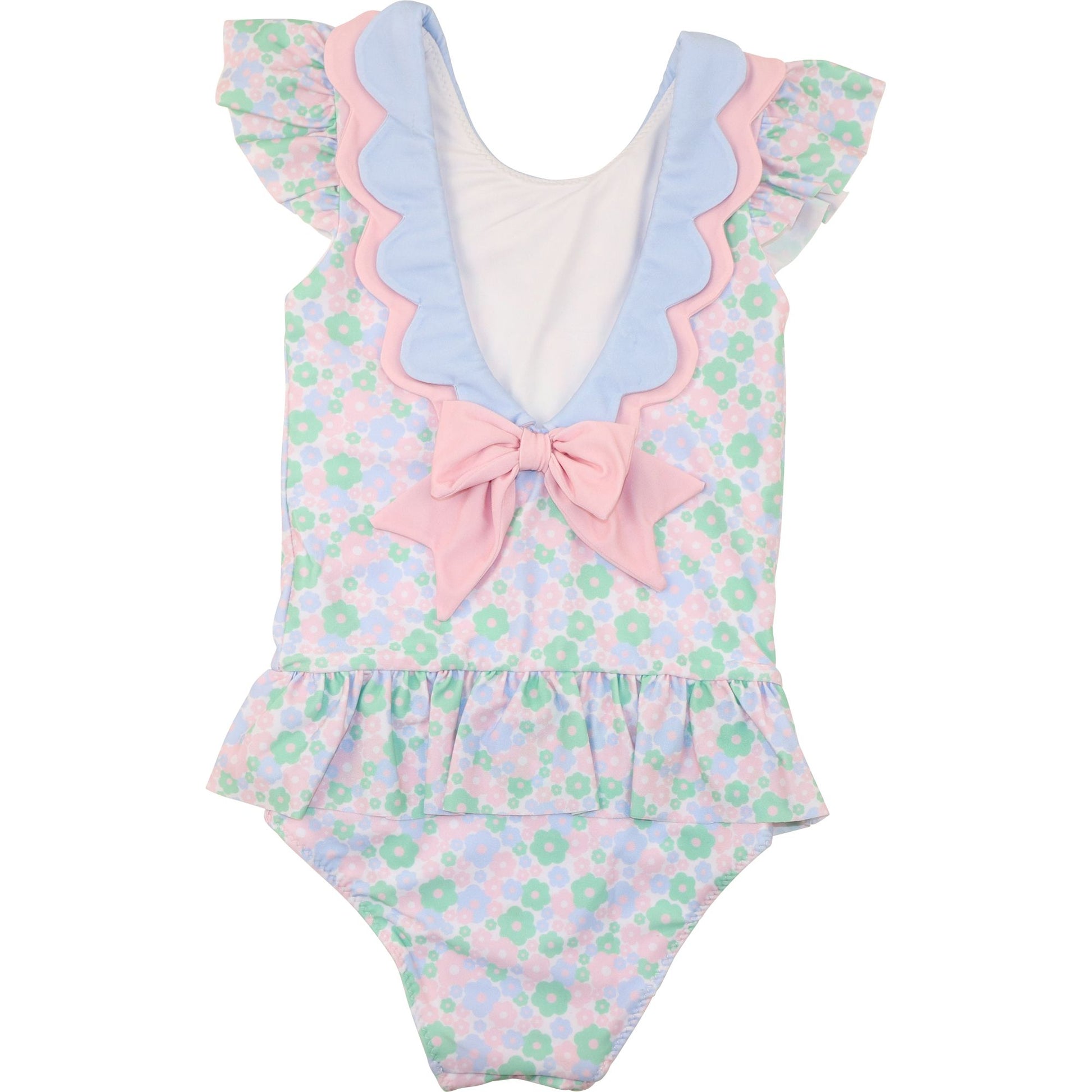 Pastel Floral Scalloped Swimsuit