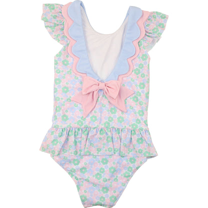 Pastel Floral Scalloped Swimsuit