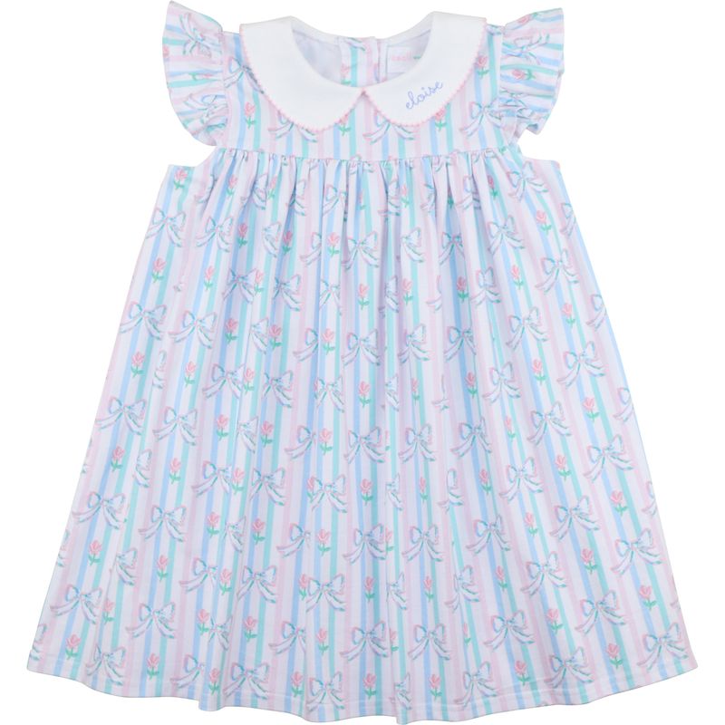 Pastel Flower And Bow Knit Dress